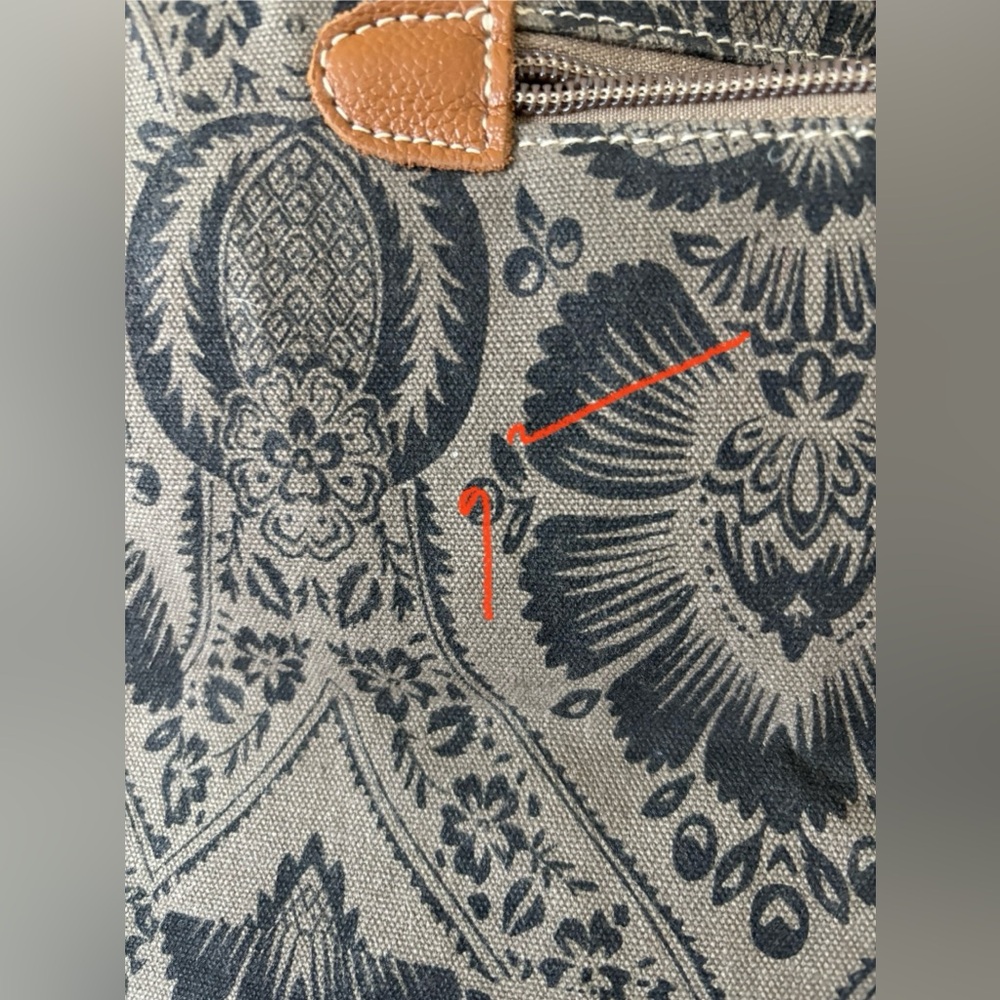 Myra Bag Grey & Blue Patterned Tote with Hair-On Trim - Picture 13 of 15